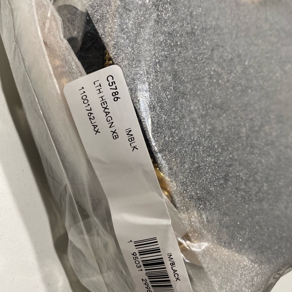 Coach Black Leather Hexagonal Crossbody Purse Geometric Modern - Picture 7 of 8